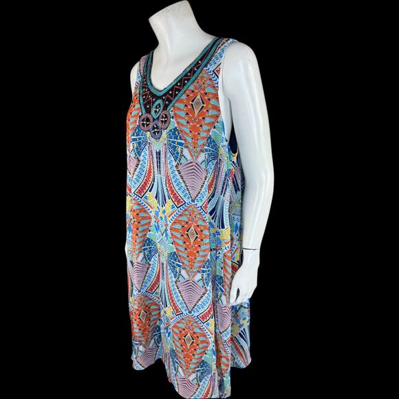 Madison Leigh Dress 18 Multicolor Sleeveless Beaded Neckline A-Line Polyester - Picture 5 of 13